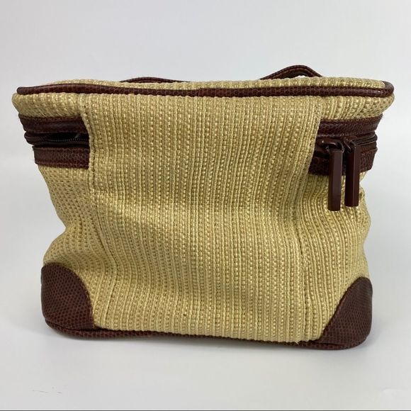 Basics woven tan & brown toiletries cosmetics bg - Picture 2 of 10